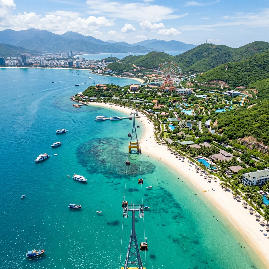 Toàn cảnh đảo Hòn Tre từ flycam